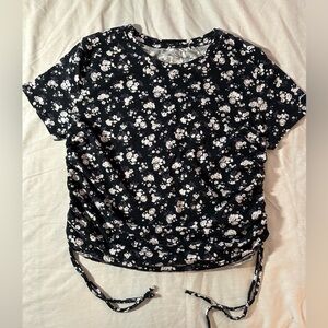 PINK Victoria's Secret Black & White Floral Top with adjustable tie sides